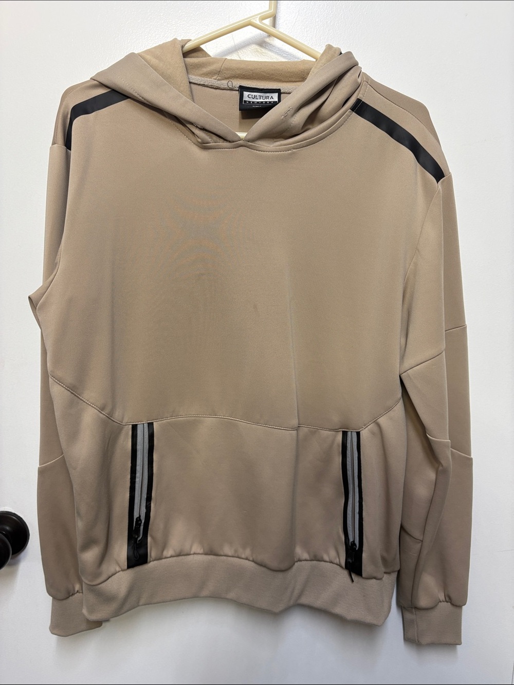 Cultura Beige Hoodie with Black Trim